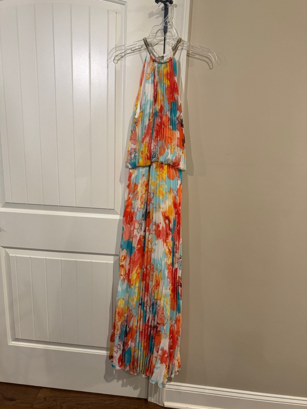 MSK Multicolor Floral Pleated Maxi Dress